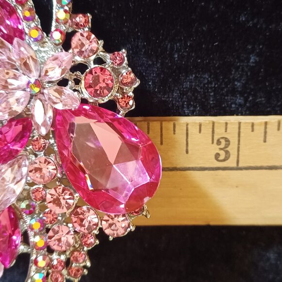 Large Pink Rhinestone Brooch - Gorgeous ! - Picture 5 of 5